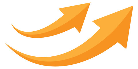 Orange curved arrow icon. Arrow illustration pointing up. Arrow set, up direction arrows isolated on white background. Vector illustration. EPS 10