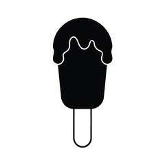 Simple and clean silhouette of a delicious ice cream cone on a plain white background perfect for summer themes