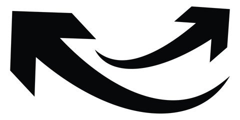 Set long black curve arrow icon. Black curve arrow icon set isolated on white background. Curved arrows symbol.