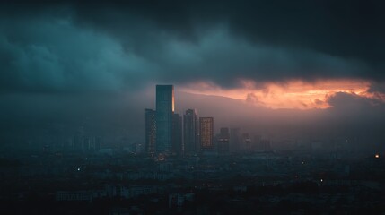 Obraz premium Cityscape evening drama view