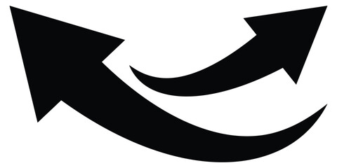 Set long black curve arrow icon. Black curve arrow icon set isolated on white background. Curved arrows symbol.