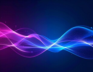 Soft gradient abstract background with flowing lines and light particles, blue and purple tones, high resolution, no text