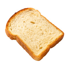 An individual slice of soft white bread, a staple food item isolated on a transparent background png