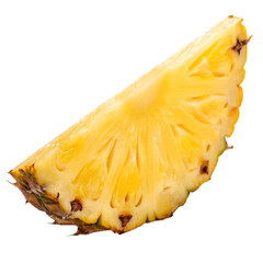 A juicy circular slice of ripe yellow pineapple, a tropical fruit isolated on a transparent background png