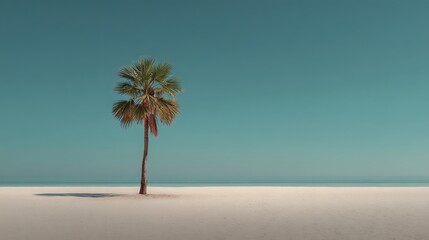 Fototapeta premium Lonely palm on shore view