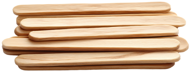 A collection of wooden craft sticks stacked neatly for various DIY projects and creative expressions.