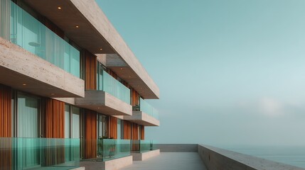 Fototapeta premium Luxury hotel glass balcony