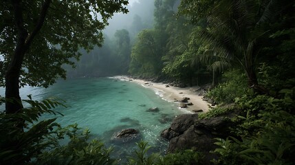 Remote jungle beach paradise
