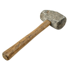 A single prehistoric stone hand axe, an ancient primitive tool isolated on a transparent background png