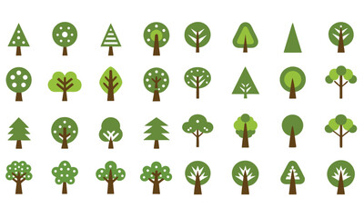 Various tree vectors. Forest and nature concept.