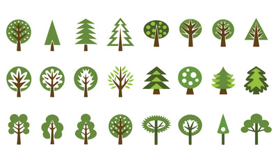 Various tree vectors. Forest and nature concept.