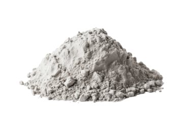A heap of fine white powder Isolated on transparent Background, ideal for use in various industrial applications.