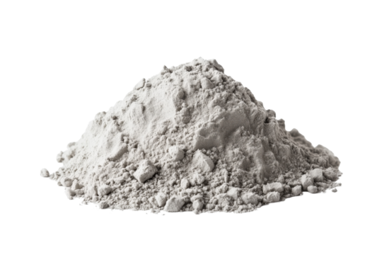 A heap of fine white powder Isolated on transparent Background, ideal for use in various industrial applications.