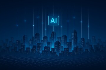 Smart City Skyline with AI Network Grid