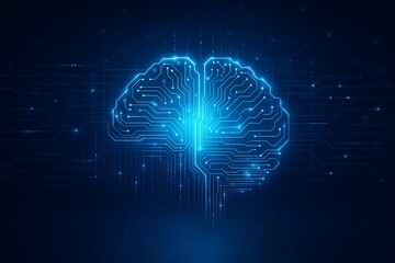 Glowing AI Brain with Digital Data Streams