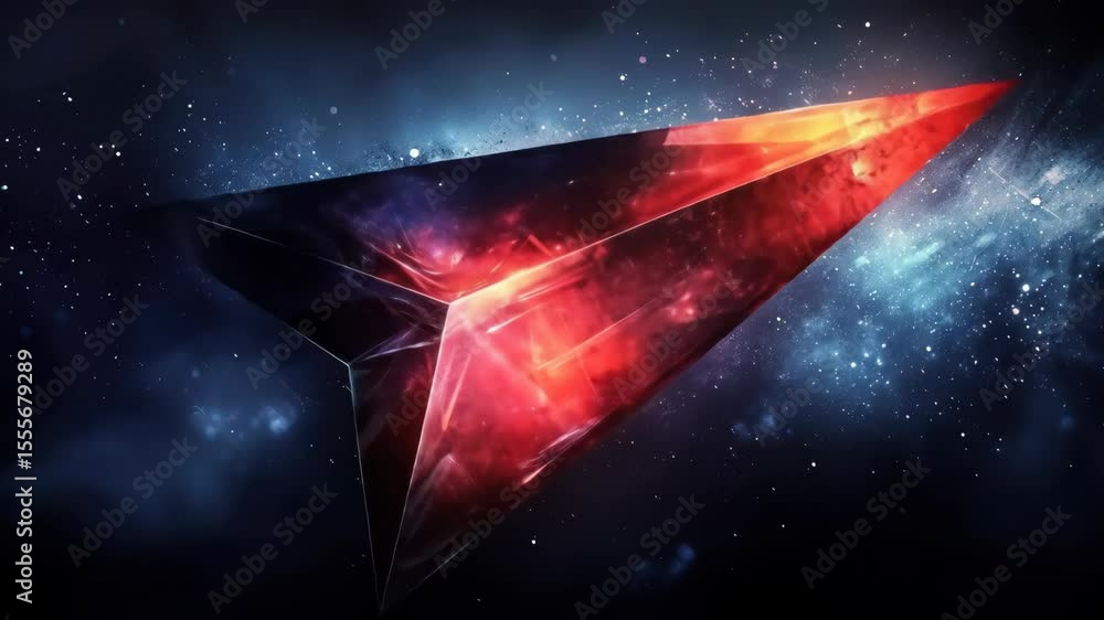 Poster abstract, triangular form against a starry background