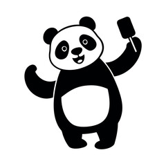 Naklejka premium Panda Taking a Selfie Illustration