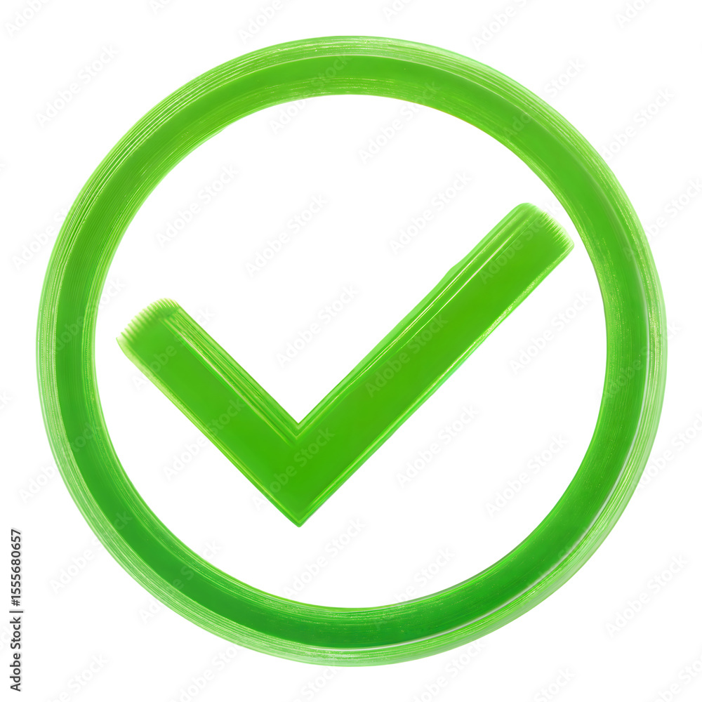 Poster green check mark inside a circle isolated on transparent background