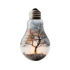 Tree is inside a light bulb