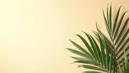 Creamy Beige Background with Tropical Palm Leaf Texture Minimalist Design Element