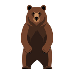 Powerful Brown Bear Standing Upright Flat Design Vector Illustration - Wild Forest Animal Graphic