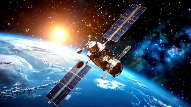 衛星が地球を周回するイメージ