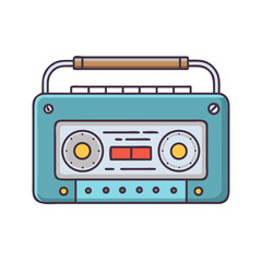 Retro teal boombox with cassette player and handle