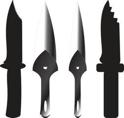 set of black and white knives
