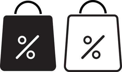 shopping bag with percent sign vactor. symbolizing economic discount, percentage icon vector, Percent Symbol Icon Design,
