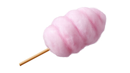 Pink cotton candy isolated on transparent background with stick sweet treat