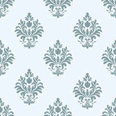 Light Blue Elegant Damask Seamless Pattern – Vintage Baroque Style