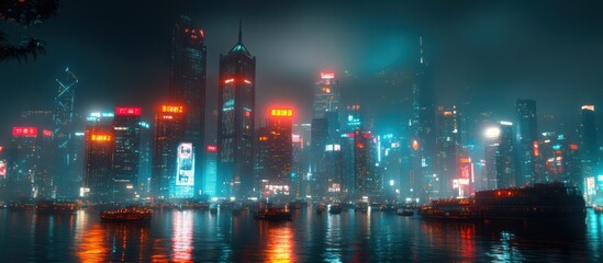 Fototapeta premium Neon Cityscape at Night