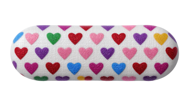 Colorful heart pattern pill isolated on transparent background with vibrant design - Powered by Adobe