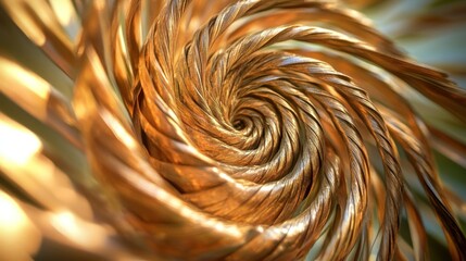 Golden Spiral Abstract Art: A mesmerizing swirl of bronze textures, capturing light and shadow in a dynamic composition.
