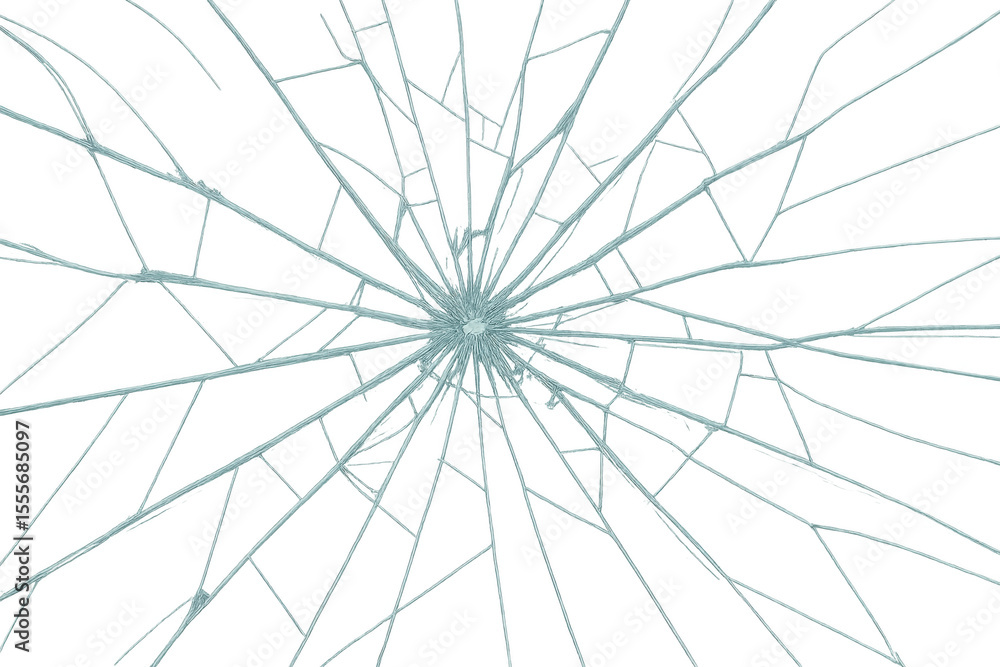 Aufkleber cracks expanding on a broken glass surface with transparent background, perfect for compositing and 