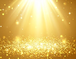 金色のキラキラ背景とスポットライトが輝く華やかな光景