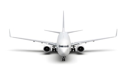 Airplane front view isolated on white background