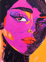 Naklejka premium Illustrative Woman Face - Close Up
