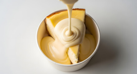 Delicious Dessert Landscape with Cheesecake and Cream