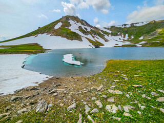 Snowy range mountains and lake