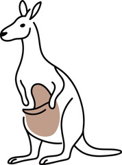 Kangaroo standing upright with pouch visible and long tail