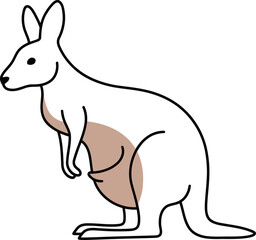 Kangaroo with Pouch Highlighted in Brown