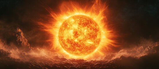 Fiery orange sun explosion of burning number eight and zero with a solar flare glow
