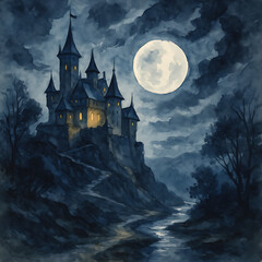 Fototapeta premium Moonlit Castle of the Dragon