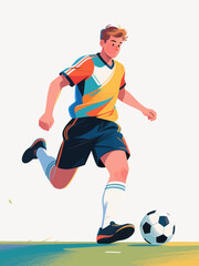 Vector illustrations of football events, athletes playing football, promotional posters for sports meetings, flat and colorful cartoon characters, healthy and happy life