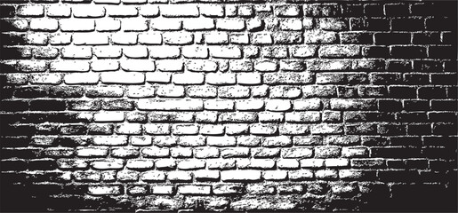 Abstract black and white vector brick wall background.
