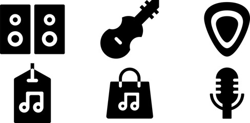 Modern Rounded Filled Music Store Icon Set
