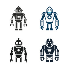 Futuristic Robot, Head, Icon, Set, Logo Design for AI and Automation
