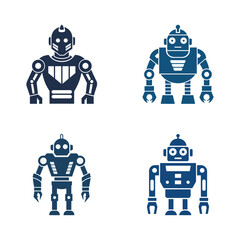 Futuristic Robot, Head, Icon, Set, Logo Design for AI and Automation