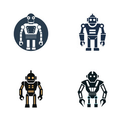 Futuristic Robot, Head, Icon, Set, Logo Design for AI and Automation